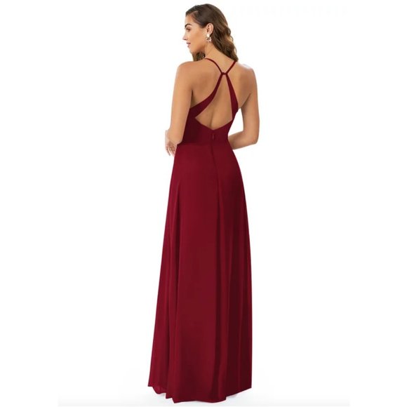 Azazie Davis Bridesmaid Dress in Burgundy - Picture 2 of 5